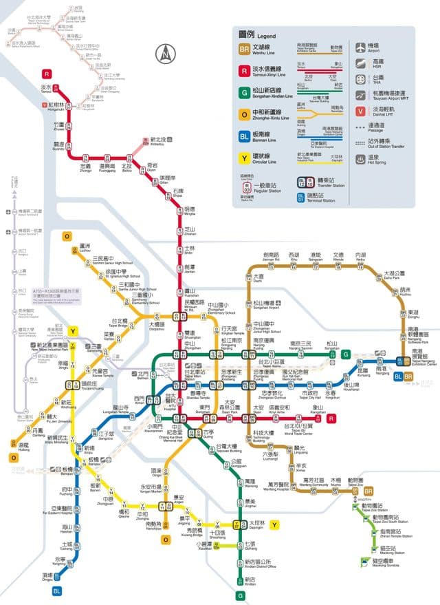 Plan des stations de metro de Taipei