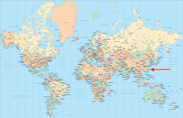 Ville de Taipei sur la carte du monde