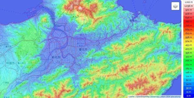 Plan de l'altitude de Taipei